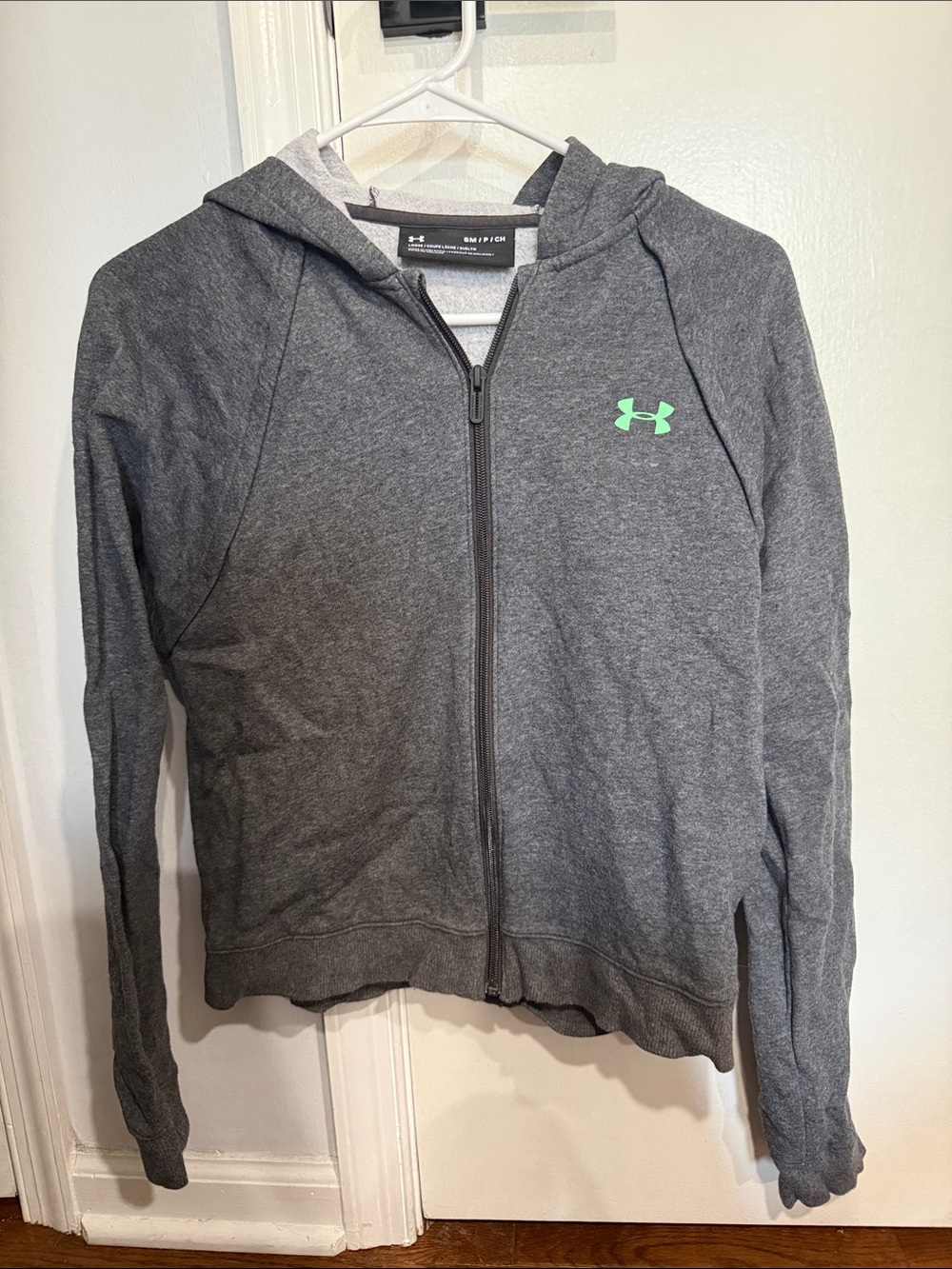 Under Armour Dark Gray Full-Zip Hoodie with Neon Green Logo